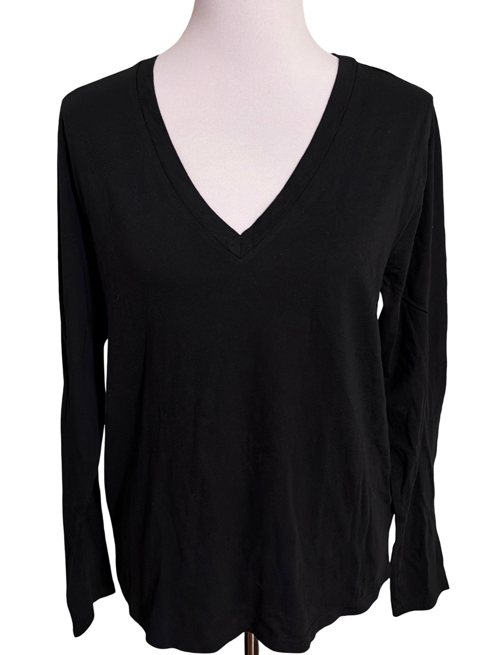 J. Crew Black V-Neck Long Sleeve Tee